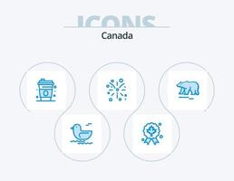 Canadá icono azul paquete 5 diseño de iconos. . polar. beber. oso. fuego vector
