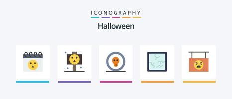 paquete de iconos de halloween flat 5 que incluye colgar. junta. peligroso. espejo. roto. diseño de iconos creativos vector