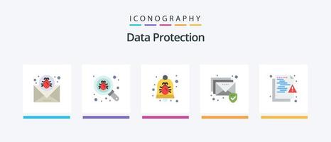 Data Protection Flat 5 Icon Pack Including file. mail. security. email. notification. Creative Icons Design vector