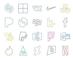 20 Social Media Icon Pack Including deviantart tinder kik outlook finder vector