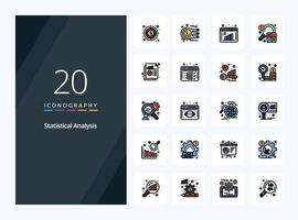 20 Statistical Analysis line Filled icon for presentation vector