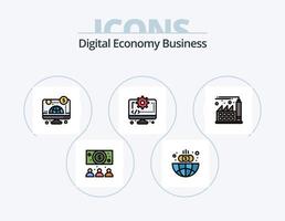 línea de negocio de economía digital lleno de icono paquete 5 diseño de icono. . web. vocero. en línea. cuadro vector