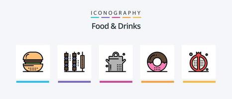 Food and Drinks Line Filled 5 Icon Pack Including junk. wheat. chicken. food. meal. Creative Icons Design vector