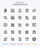 Creative Marketing And Advertising 25 OutLine icon pack  Such As media. chat. monitoring. advertising. campaign vector
