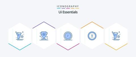 Ui Essentials 25 Blue icon pack including interface. add. prize. timer. clock vector