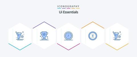 Ui Essentials 25 Blue icon pack including interface. add. prize. timer. clock vector