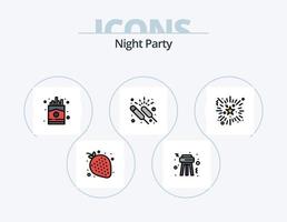 Night Party Line Filled Icon Pack 5 Icon Design. party. stool. balloon. party. perfume vector