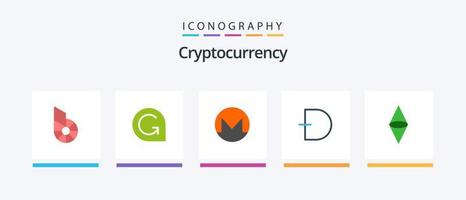 paquete de iconos flat 5 de criptomoneda que incluye ethereum. criptomoneda monero cripto. dogecoin. diseño de iconos creativos vector