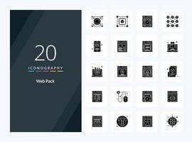 20 Web Pack Solid Glyph icon for presentation vector