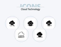 Cloud Technology Glyph Icon Pack 5 Icon Design. email. cloud. data. access. data vector