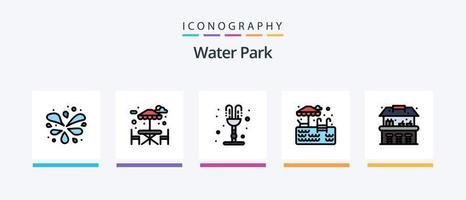 la línea del parque acuático llenó el paquete de 5 íconos que incluye. parque. parque. marcador de posición diseño de iconos creativos vector