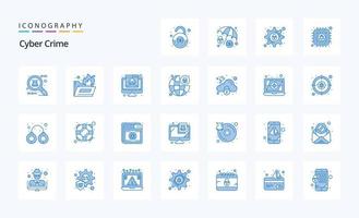 paquete de iconos azules de 25 delitos cibernéticos vector