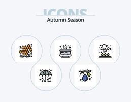 paquete de iconos llenos de línea de otoño 5 diseño de iconos. . . caer. leña. campo vector