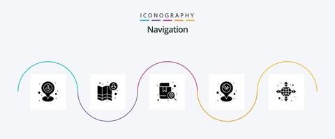 Navigation Glyph 5 Icon Pack Including direction. map. navigation. restaurant. map vector