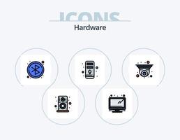 paquete de iconos lleno de línea de hardware 5 diseño de iconos. . hardware. teclado. dispositivos. móvil vector