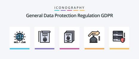 Gdpr Line Filled 5 Icon Pack Including . protect . network . padlock . data. Creative Icons Design vector