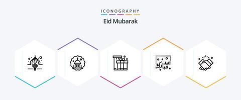 Eid Mubarak 25 Line icon pack including typography. eid. eid. shopping. package vector