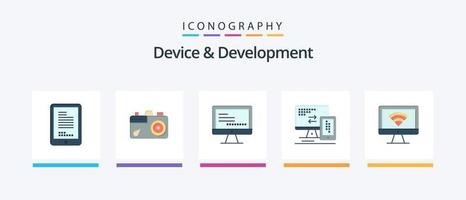 Device And Development Flat 5 Icon Pack Including monitor. cell. computer. mobile. computer. Creative Icons Design vector