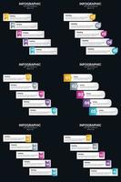 plantilla de diapositiva de presentación del paquete de infografías vectoriales 6 diagramas de ciclo de 5 pasos y líneas de tiempo vector