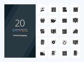 20 Online Shopping Solid Glyph icon for presentation vector