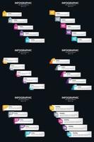 plantilla de diapositiva de presentación del paquete de infografías vectoriales 6 diagramas de ciclo de 5 pasos y líneas de tiempo vector