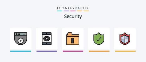 la línea de seguridad llenó el paquete de 5 íconos que incluye . proteccion. secreto. ojo de cerradura. diseño de iconos creativos vector