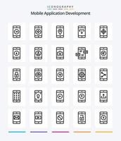 Creative Mobile Application Development 25 OutLine icon pack  Such As application. mobile. mobile. download. application vector