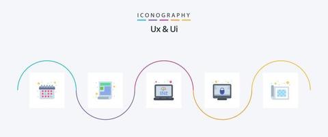 paquete de iconos ux y ui flat 5 que incluye la relación. red. programación. seguridad. retrato vector