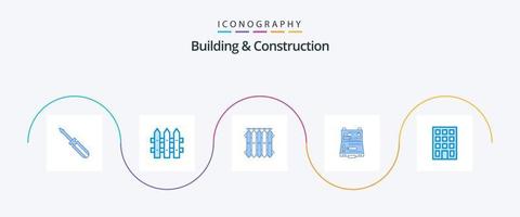 paquete de iconos azul 5 de construcción y construcción que incluye caja. construcción. radiador. edificio. calor vector