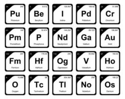 diseño de paquete de iconos de 20 tablas preiodicas de los elementos vector