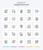 Creative Ecology And Environment 25 OutLine icon pack  Such As nature. transport. green. plug. concept vector