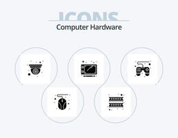 Computer Hardware Glyph Icon Pack 5 Icon Design. . game pad. camera. control pad. sketch vector