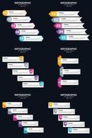 Vector 6 Infographics Pack Presentation slide template 5 Steps cycle diagrams and timelines