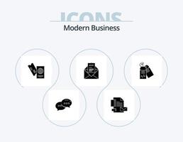 Modern Business Glyph Icon Pack 5 Icon Design. corresponding. email. identity. news. travel vector
