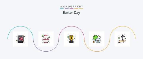Easter Line Filled Flat 5 Icon Pack Including hand. egg. cup. easter. chat vector