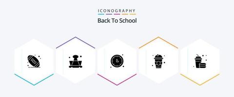 Back To School 25 Glyph icon pack including drink. back to school. time. education. drink vector