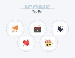 Tab Bar Flat Icon Pack 5 Icon Design. . puzzle. message. complex. player vector