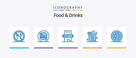 Food and Drinks Blue 5 Icon Pack Including meal. drinks. cooking. cooking. pin. Creative Icons Design vector