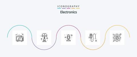 Electronics Line 5 Icon Pack Including process. energy. street. socket. electric vector