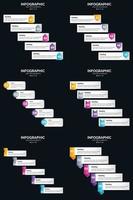 plantilla de diapositiva de presentación del paquete de infografías vectoriales 6 diagramas de ciclo de 5 pasos y líneas de tiempo vector