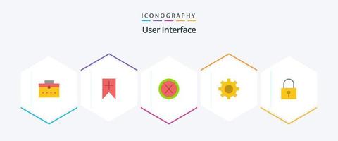 User Interface 25 Flat icon pack including lock. interface. close. gear. user vector