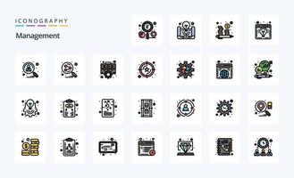 25 Management Line Filled Style icon pack vector