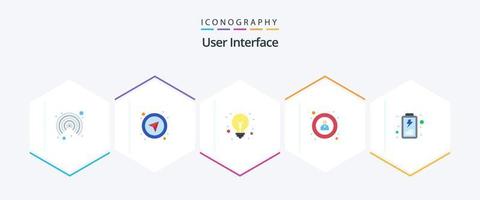 interfaz de usuario paquete de 25 iconos planos que incluye . usuario. bombilla. interfaz. usuario vector