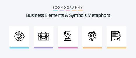 elementos comerciales y símbolos metáforas línea 5 paquete de iconos que incluye al hombre. empresario. datos. informe. documento. diseño de iconos creativos vector