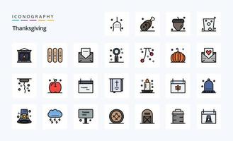 paquete de iconos de estilo lleno de línea de 25 gracias dando vector