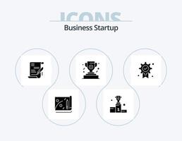 Business Startup Glyph Icon Pack 5 Icon Design. winner. award . medal . business vector