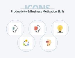 Productivity And Business Motivation Skills Flat Icon Pack 5 Icon Design. list. begin. mental. tasks. person vector