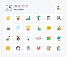 Motivation 25 Flat Color icon pack including search. list. statistics. clipboard. startup vector