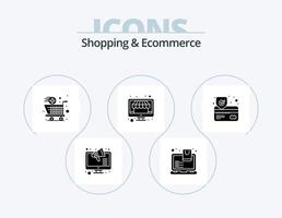 Shopping And Ecommerce Glyph Icon Pack 5 Icon Design. payment. shopping. shopping. store. online vector
