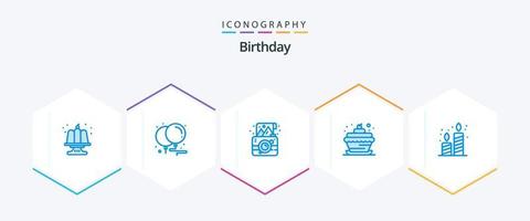 paquete de iconos azules de cumpleaños 25 que incluye cumpleaños. vela. cumpleaños. cumpleaños. fotografía vector